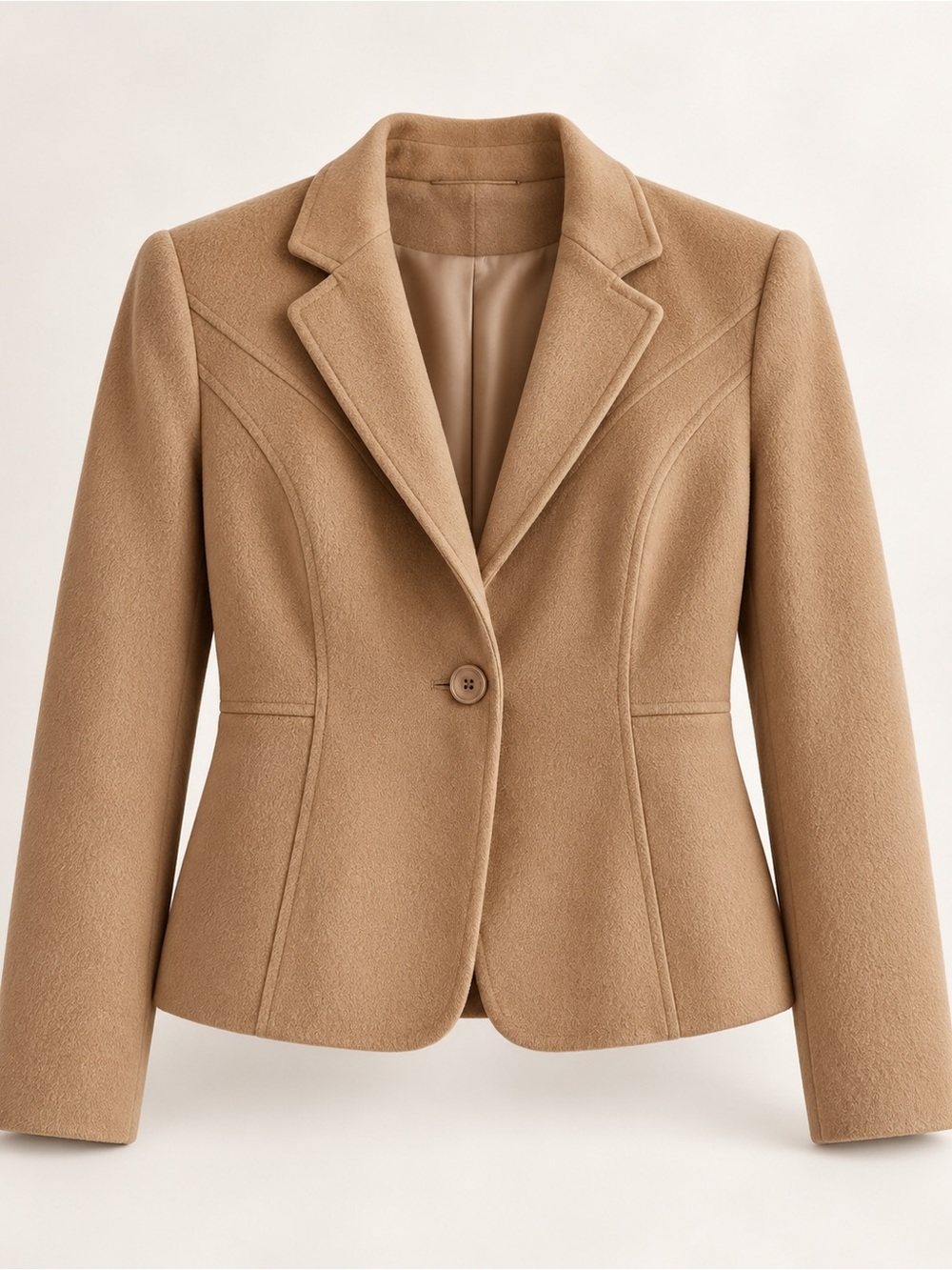 Tailored Camel cashmere Wool-Blend Women's Blazer Coat